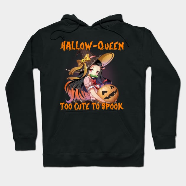 Funny Halloween Puns Anime Hallow Queen Too Cute to Spook Hoodie by clvndesign